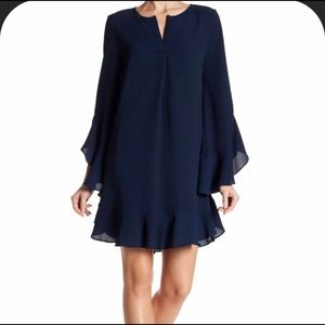 Navy Blue Sheer bell sleeve dress